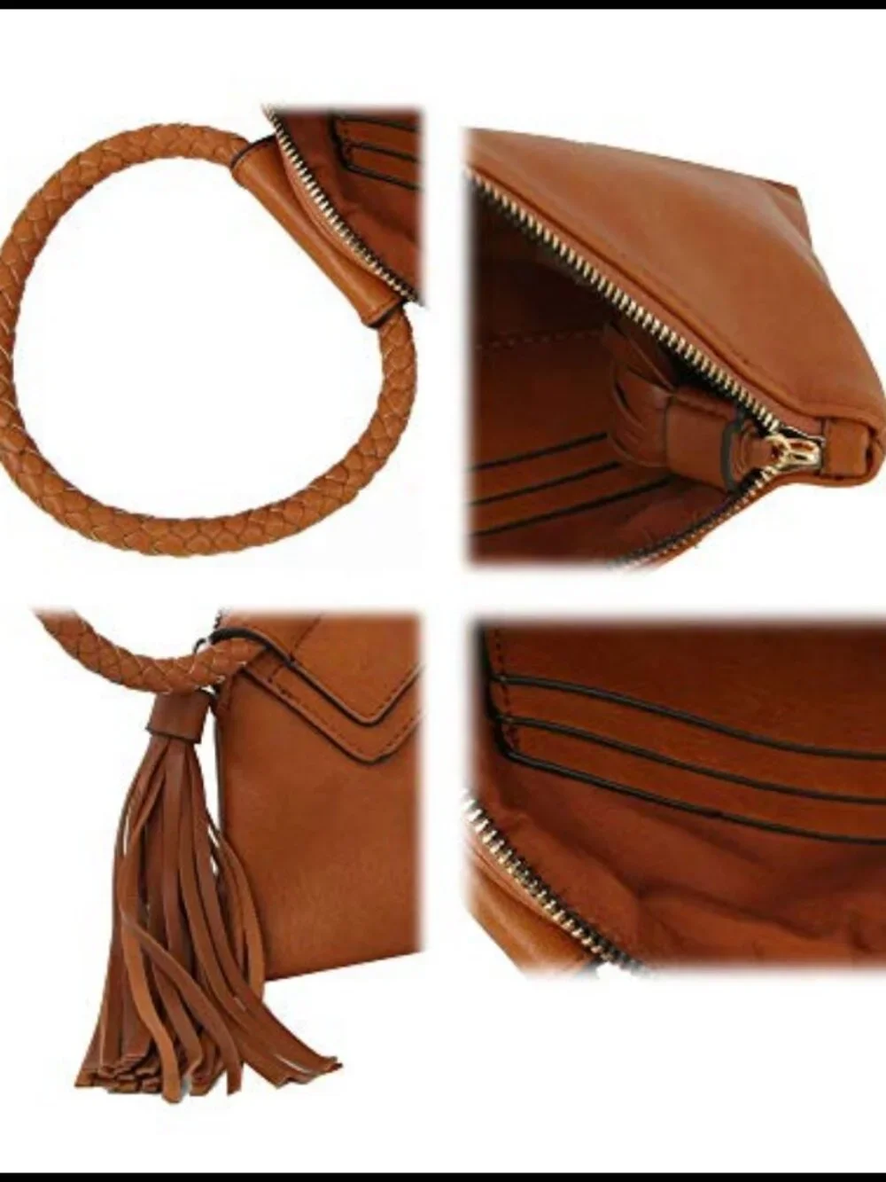 Vegan Faux Leather Wristlet Clutch Evening Bag with Card Slots